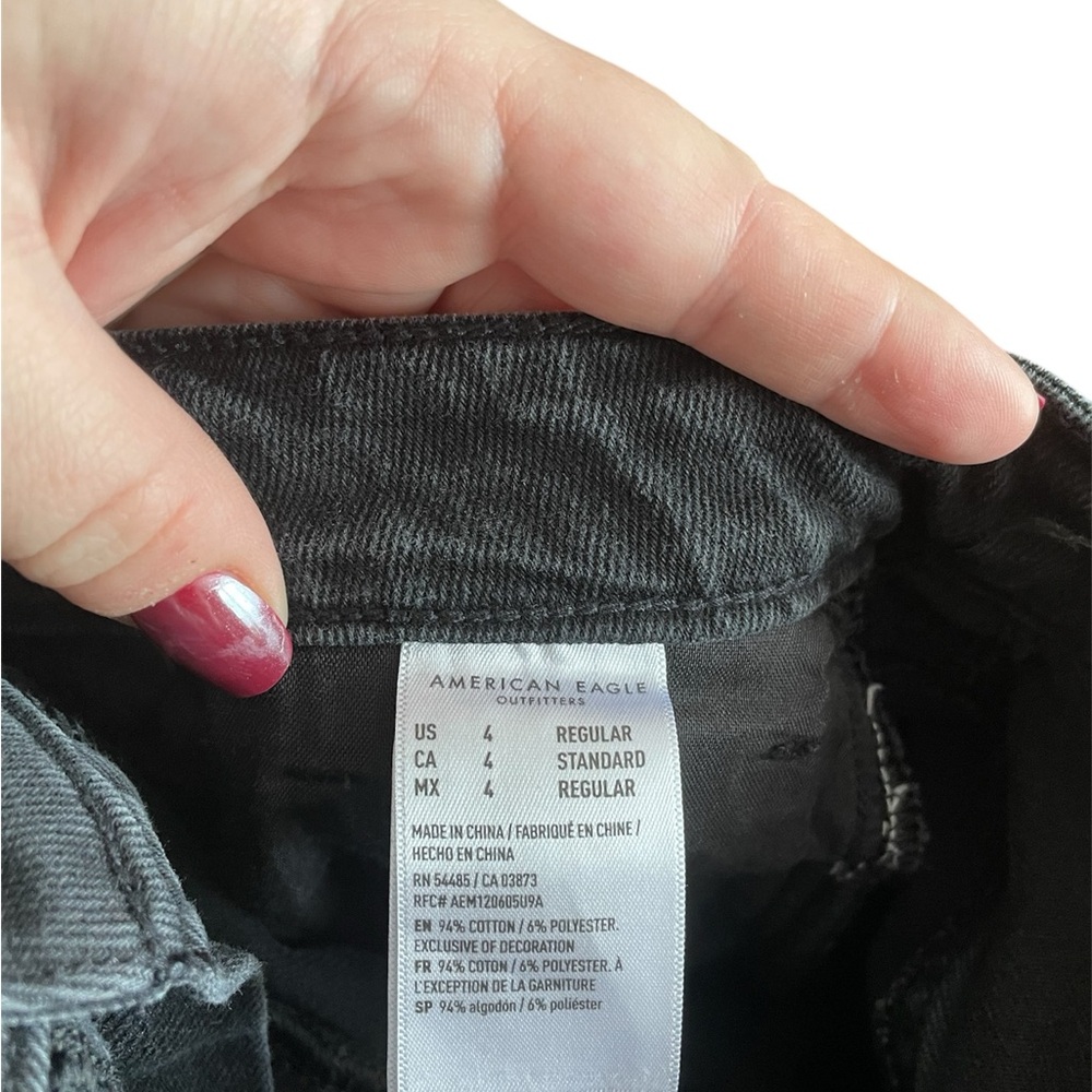 American Eagle Ripped Mom Straight Black Jeans - Picture 7 of 8